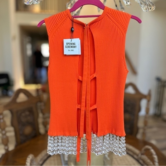 Opening Ceremony Bright Orange Sleeveless Sweater - Picture 2 of 5